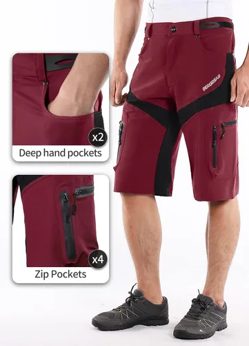 Vista 10 de BERGRISAR Pantalones cortos de ciclismo para hombre, corte holgado, con 6 bolsillos