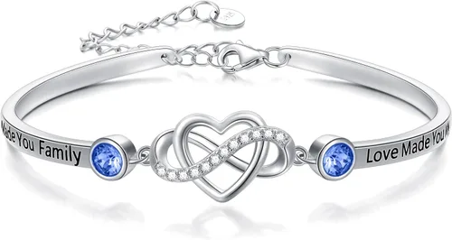 Vista 22 de AOBOCO Pulsera de corazón infinito ajustable de plata de ley 925 para hermana, mejor amiga, hija, mamá, abuela, nieta, nuera, madrina, ahijada