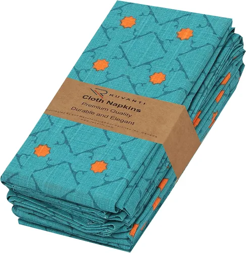 Vista 54 de Ruvanti - Servilletas de tela, paquete de 6, 45x45 centímetros, 100% algodón, lavables, suaves y absorbentes, perfectas para bodas, cenas de Belleza