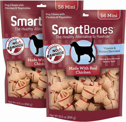Vista 12 de SmartBones Mini masticables con carne de res real, 24 unidades, masticables sin piel cruda para perros