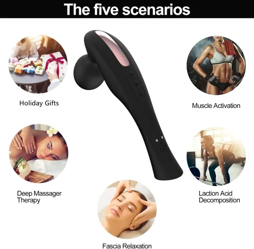 Vista 5 de Masajeador de espalda eléctrico inalámbrico, portátil, portátil, Fuigarry de cuerpo completo, para masaje de hombros, cuello y tejido profundo, Negro