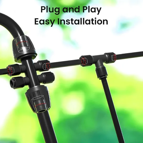 Vista 4 de Kit automático de riego por goteo para invernadero, patio y jardín, sistema de riego por micronebulización con boquillas ajustables, temporizador