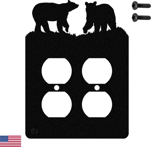 Vista 31 de Bear - Placa de pared dúplex individual (potencia única, negra) - Fabricado en Estados Unidos