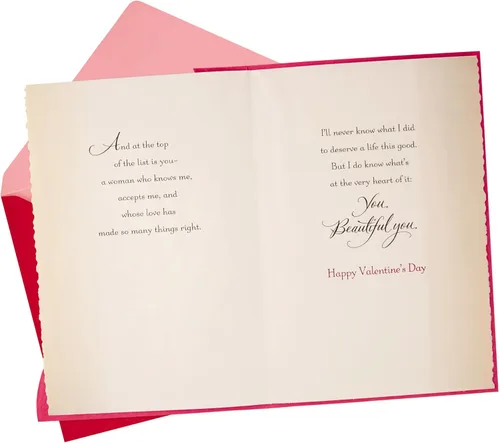 Vista 2 de Hallmark - Tarjeta de felicitación para el día de San Valentín, tarjeta de aniversario, tarjeta de amor para esposa o novia (flores de papel)