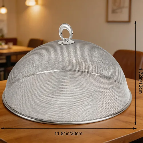 Vista 4 de Cubierta de malla metálica para alimentos, sombrilla de acero inoxidable, cubierta de comida de picnic al aire libre, red para mantener fuera