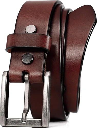 Vista 9 de WOLFANT Cinturones de cuero granulado resistentes para hombre de grano completo, 100% cuero italiano sólido real