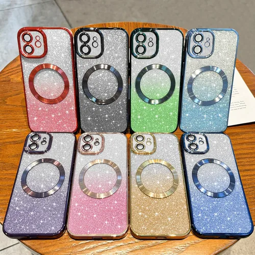 Vista 6 de Hython Funda para iPhone 11 Transparente Magnética con Purpurina [Compatible con MagSafe] Protector Completo de Lente de Cámara Delgado Degradado