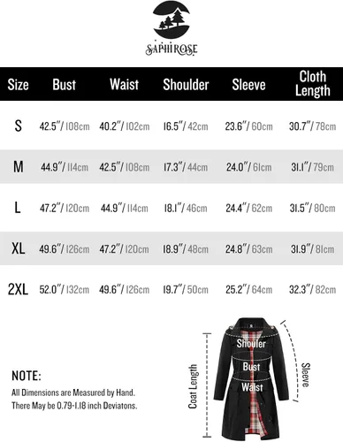 Vista 7 de SaphiRose Women's Waterproof Rain Jacket Lightweight Raincoat Hooded Windbreaker Trench Coat