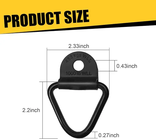 Vista 2 de Pack-4 - Anclaje de amarre con anillo en forma de V para automóvil, accesorios multiusos de 2.3 x 2.2 pulgadas, accesorios de amarre de caja