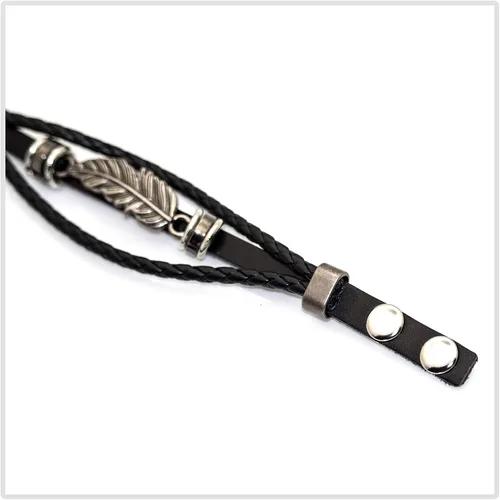 Vista 4 de Punk aleación hebilla pulsera pluma cuero pulsera
