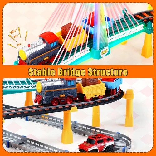 Vista 7 de Letapapa Juego de tren eléctrico para niños de 4 a 8 años, regalos de Navidad y cumpleaños para niños de 3 4 5 6 años, vías de tren para niños