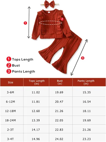Vista 7 de SUNNY PIGGY Baby Girl Clothes Toddler Girl Outfits Ruffle Infant Baby Girl Fall Winter Clothing Flared Pants Set