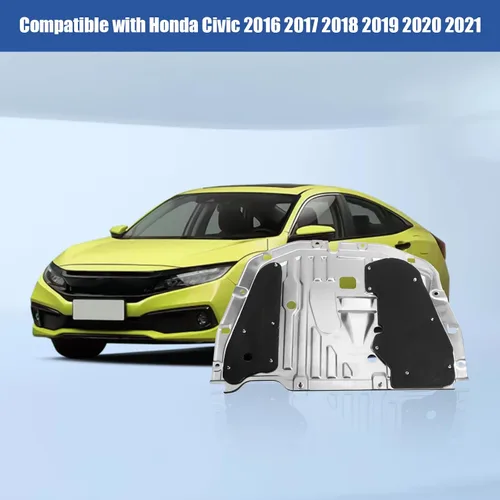 Vista 3 de Protector contra salpicaduras del motor compatible con Honda Civic 2016 2017 2018 2019 2020 2021, cubierta protectora bajo el auto OEM 74110-TBA-A00