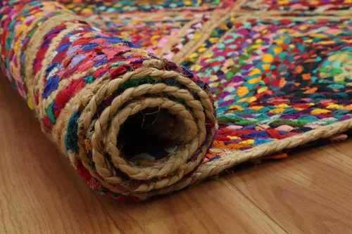 Vista 66 de Natural Jute Collection - Alfombra rectangular de 2 x 3 pies, alfombra de yute trenzada a cuadros multicolor de 0.27 pulgadas de grosor, ideal