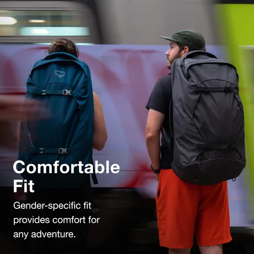 Vista 5 de Osprey Farpoint - Mochila de viaje para hombre de 55 litros, color gris Tunnel Vision Tunnel Vision Gris