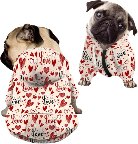 Vista 31 de Howilath Sudaderas con la bandera estadounidense para perros medianos, abrigo de invierno con diseño de pata de cachorro, ropa cálida con capucha