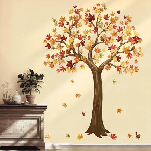 Vista 3 de wondever Calcomanías de pared de árbol grande de otoño, hojas de arce