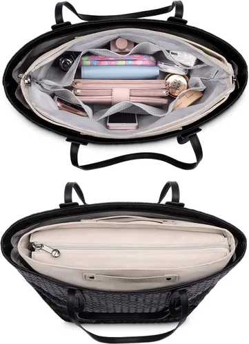 Vista 6 de HyFanStr Organizador de bolso para bolsos, organizador de bolsa de mano, bolsa con cremallera para mujer, organizador de bolso interior con 15