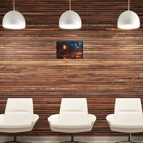 Vista 5 de Bitcoin Cityscape - Letrero de metal con diseño de paisaje urbano vintage, letrero de lata de viaje retro para hombre, cueva, bar, garaje