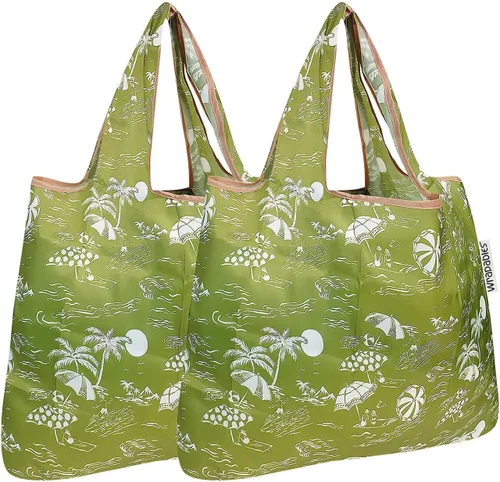 Vista 13 de allydrew Bolsa plegable de nailon para comestibles reutilizable (Set de 2), Ballenas Azules