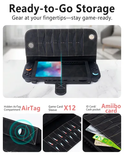 Vista 2 de XGUO Nintendo Switch 2 Case, Switch 2 Carrying Case, wAirTag Holder, Holds 12 Game Card Slots, Protective Hard Shell Portable Travel Carry Pouch