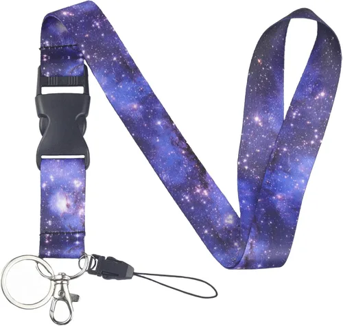 Vista 7 de Yiflin Bonito cordón para el cuello para llaves, llavero, cartera, tarjetero de identificación, con hebilla de liberación rápida