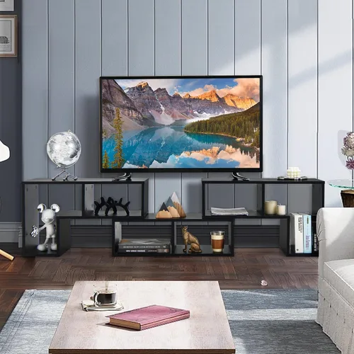 Vista 9 de KOTEK - Soporte de TV para TV de 50, 55, 60, 65 pulgadas, organizador de estantería de combinación gratuita, mesa de consola de TV con estantes