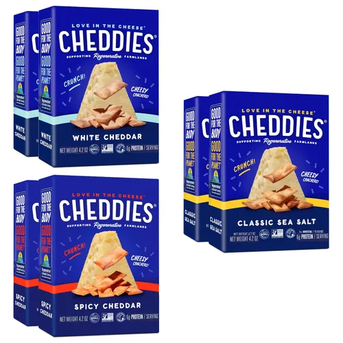 Vista 10 de Cheddies, Galletas de queso cheddar 100% naturales con proteína, queso cheddar, 4.2 onzas, 6g de proteína, bajas en carbohidratos