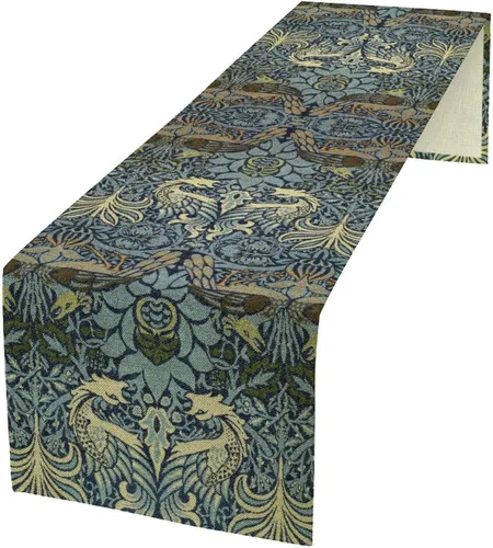 Vista 47 de Camino de mesa con diseño de patas de perro, lindo animal con estampado de patas de cachorro, decoración de fiesta de cumpleaños, casa de campo