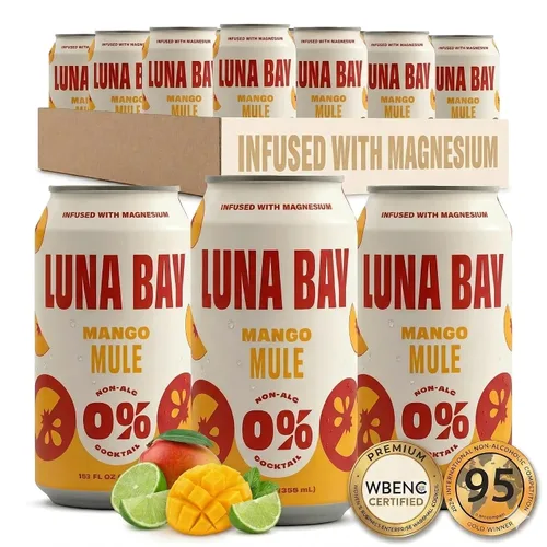 Vista 7 de Luna Bay Té sin alcohol Zero Percent - Té espumoso sin alcohol con yerba mate y glicinato de magnesio, vegano, bajo en azúcar, sin OMG y sin gluten