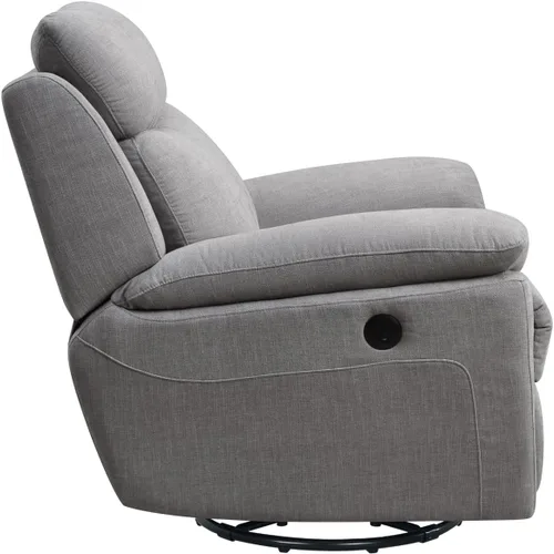 Vista 5 de Generic Silla reclinable giratoria con puerto de carga USB, color gris claro