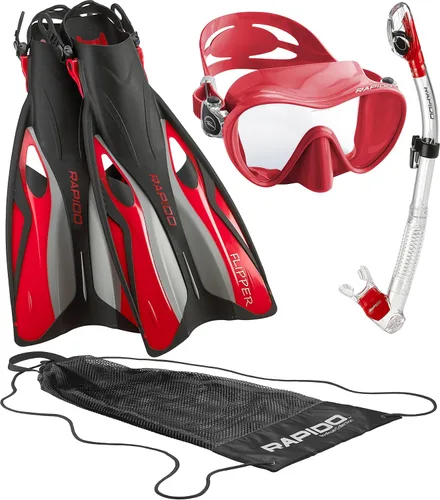 Vista 13 de Phantom Aquatics Juego de esnórquel sin marco con máscara de snorkel Lila