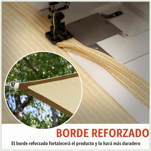 Vista 5 de ColourTree Toldo Vela Triangular de Sombra Solar de 8' x 8' x 8' Beige CTSLT8 - Tela de Malla de Toldo con Bloqueo UV UPF50 - Uso Comercial