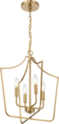 Vista 14 de Creative Co-Op Constance - Lámpara de techo estilo candelabro de metal cónico con 4 luces, color dorado cepillado