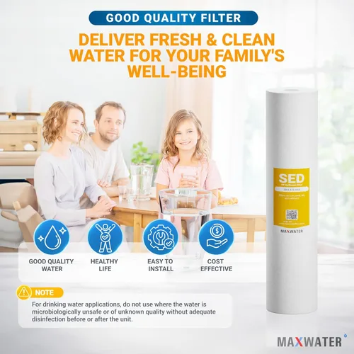 Vista 6 de Max Water Cartucho de filtro de agua de sedimentos de 1 micrón, 20 x 4.5 pulgadas, cartucho de repuesto de filtro de agua para toda la casa