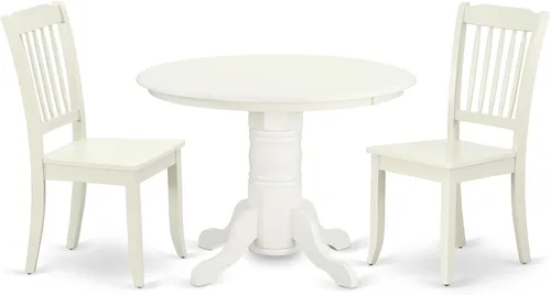 Vista 7 de East West Furniture SHDA3-BLK-C - Juego de mesa de comedor de 3 piezas para espacios pequeños que contiene una mesa de cocina redonda con pedestal