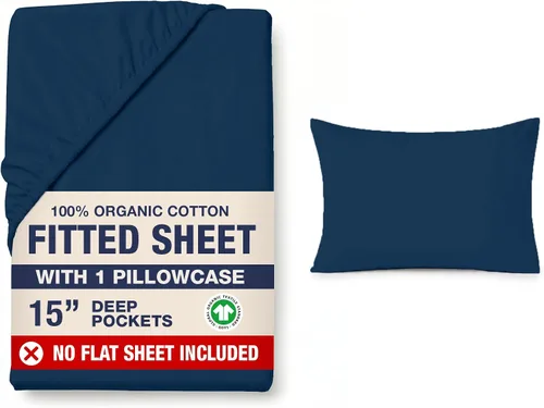 Vista 19 de LANE LINEN - Sábana bajera tamaño individual 100% algodón orgánico y 1 funda de almohada, tejido de percal suave, transpirable, apta para colchones