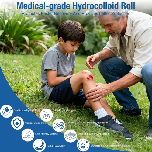 Vista 2 de Rollo hidrocoloide de grado médico para el cuidado de heridas, cortado a medida, flexible, impermeable y ultra absorbente