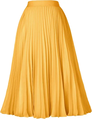 Vista 62 de GRACE KARIN - Falda plisada de gasa para mujer, con cintura alta y elástica, vuelo, corte acampanado y longitud por debajo de la rodilla