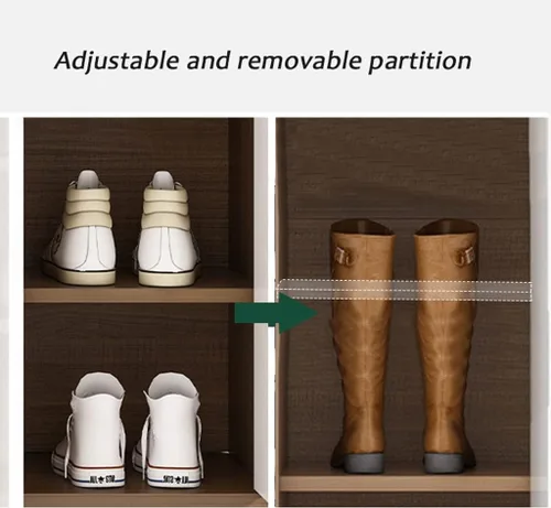 Vista 6 de OLOTU Zapatero simple para almacenamiento de zapatos, entrada de casa con 4 puertas, estante de almacenamiento de gran capacidad, estante de zapatos