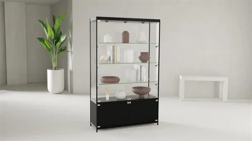 Vista 7 de Displays2go vitrina de cristal de 48", marco de aluminio negro
