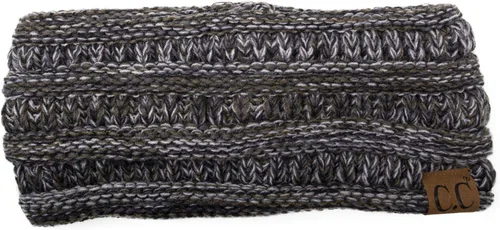Vista 153 de C.C Cintillo elástico suave con punto trenzado para invierno, con forro mullido para el pelo, para calentar las orejas Negro