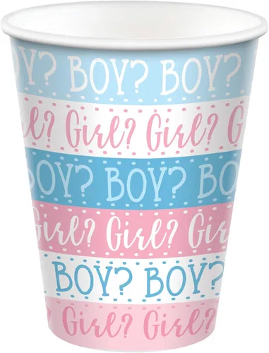 Vista 6 de Amscan Vasos de papel para fiesta, 9 onzas, paquete de 8, It's Girl, rosa