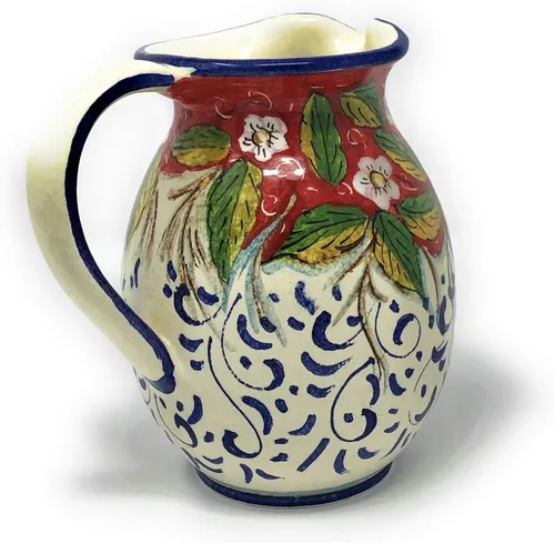 Vista 3 de CERAMICHE D'ARTE PARRINI - Cerámica italiana Arte Jarra de cerámica Vino Vine gal 0,264 Limones decorados pintados a mano Hecho en ITALIA Toscana