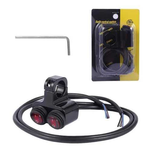 Vista 4 de Stylemafia Interruptor de barra de luz impermeable para motocicleta ATV de 7/8 pulgadas, interruptor de botón de apagado de doble control