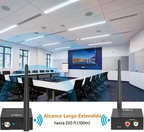 Vista 4 de 1Mii Receptor transmisor de audio inalámbrico de 2.4 GHz para TV, 320 pies de largo alcance 20 ms de bajo retardo 192 kHz/24 bits de audio HiFi, kit