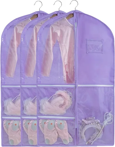 Vista 9 de Bolsa de ropa para disfraces de baile, bolsas de ropa de 40 pulgadas para bailarines para colgar ropa y almacenamiento de viajes, bolsas de recital
