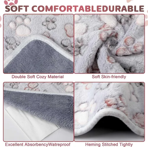 Vista 3 de Reginary - 4 mantas de forro polar de conejillo de indias, adorable pata Revestimientos impermeables y lavables, ropa de cama absorbente de doble