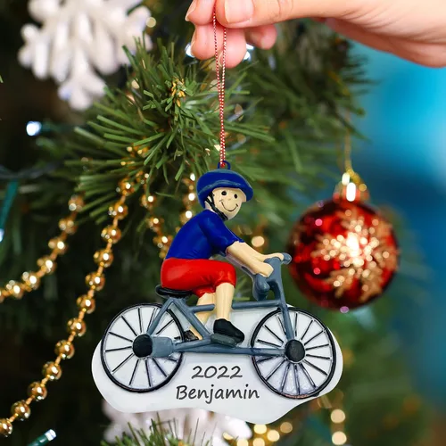 Vista 2 de Adorno de Navidad personalizado para montar en bicicleta