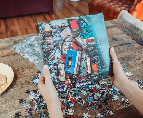 Vista 3 de Rompecabezas de 1000 piezas de éxitos musicales de cassette de los años 80, rompecabezas para niños y adultos, 28 x 20 pulgadas